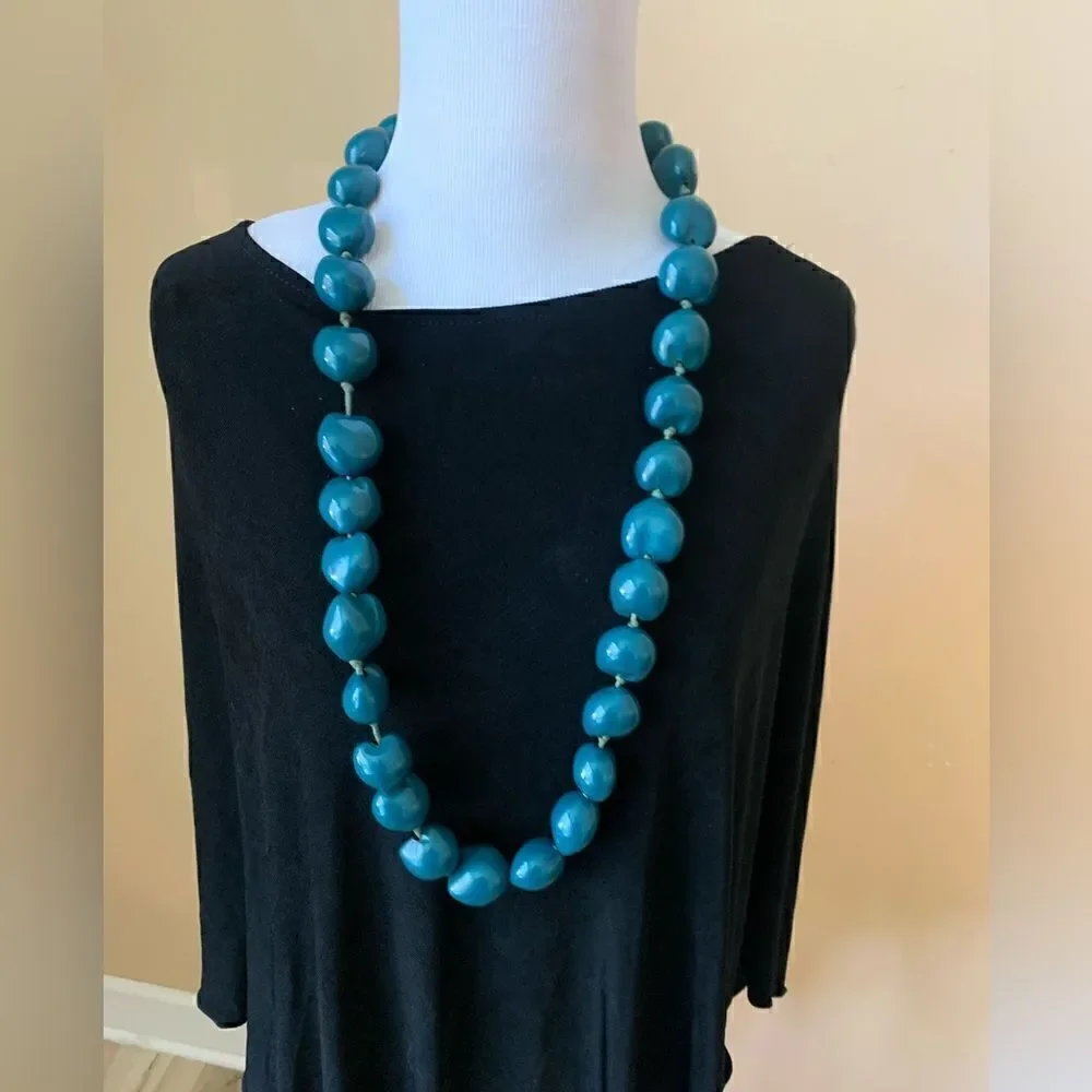 Chunky Turquoise Blue Statement Beaded Necklace
